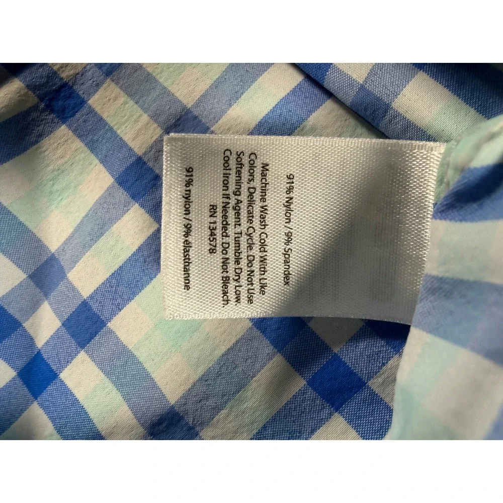 Vineyard Vines Performance Murray Shirt Mens M Classic Fit Blue Gingham 1W1820
